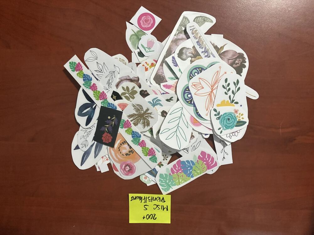 Botanical Sticker Assortment Embroidery Hoop | Floral and Leaf Wall Décor | Hand